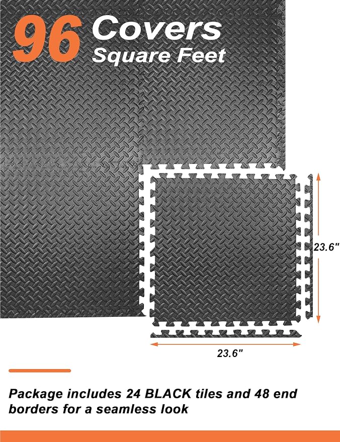 innhom 12/24/48 Tiles Gym Flooring Gym Mats Exercise Mat for Floor Workout Mat Foam Floor Tiles for Home Gym Equipment Garage