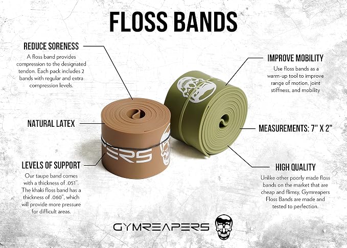 Floss Muscle Bands for Recovery & Flossing Sore Muscles and Increasing Mobility - Compression Stretch Band Pair with Carrying Case