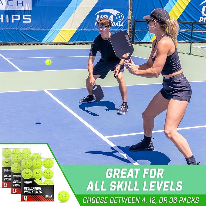 GoSports GS 40 Pickleball Balls - 4, 12, or 36 Pack of Regulation USAPA Pickleballs