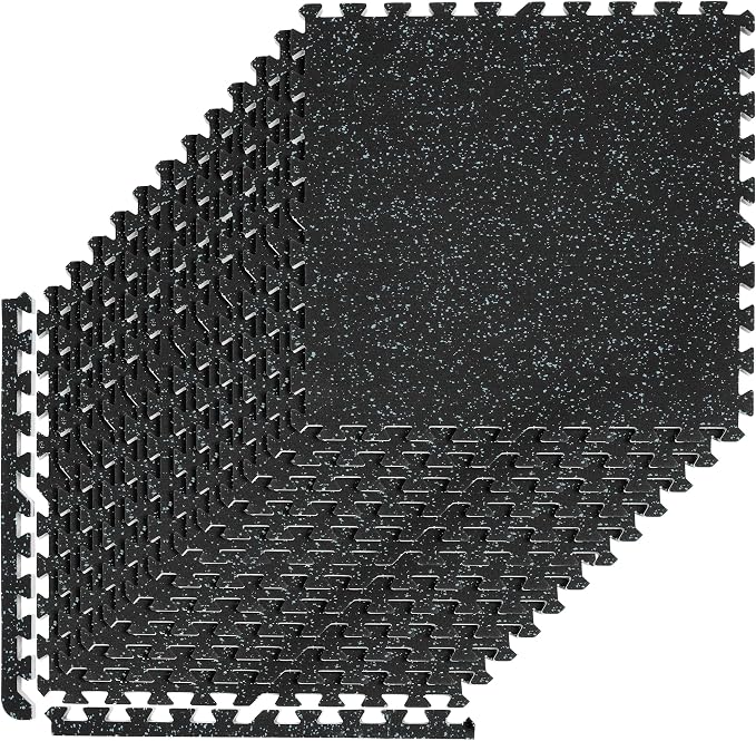 Sivan Fitness 1/2" Thick Rubber Top High-Density EVA Foam Gym Flooring for Home Gym - 48 Sq Ft Exercise Mat Tiles for Workout, Yoga, MMA, Heavy Exercise Equipment Mat - 12 Interlocking Gym Floor Mat