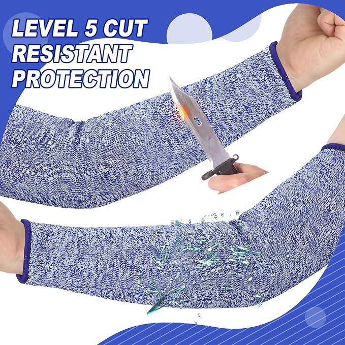 Sintege 3 Pairs Arm Protectors for Thin Skin and Bruising Cut Resistant Forearm Sleeve Level 5 Arm Burn Protection Sleeve (Light Blue, Dark Blue, Black,15.8 Inch)