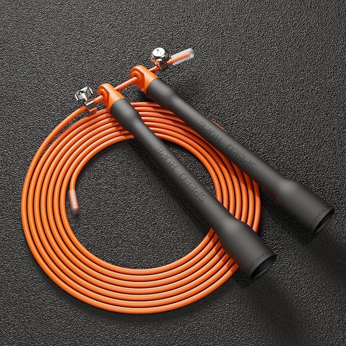 Ultra-Light Speed Rope Jump Rope with Black Ergonomic Handles,PVC Cable, Adjustable Length, for Cardio Training, CrossFit, Boxing