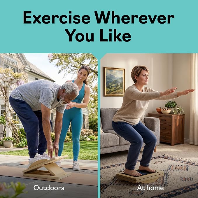 Slant Boards for Exercise, Wooden Slant Board, Calf Stretch Board with 7 Incline Angles, Velour Board, Balance Board & Calf Stretcher, Portable Incline Board for Physical Therapy, Ankle Mobility, Heel & Knees