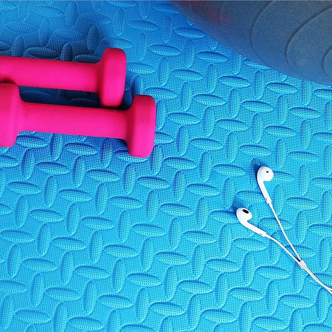 BalanceFrom Puzzle Exercise Mat with EVA Foam Interlocking Tiles (Blue) | Tiles for Home Gym, Mat for Home Workout Equipment, Floor Padding for Kids, Blue, 24 in x 24 in x 3/4 in, 96 Sq Ft - 24 Tiles