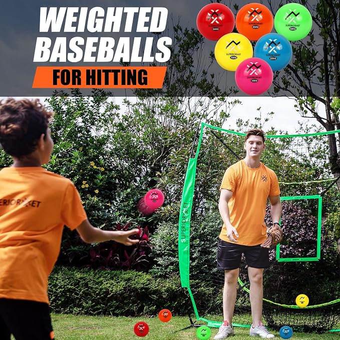6 Pack Poly Practice Baseballs & Softballs, Various Weighted Balls for Throwing, Hitting and Pitching