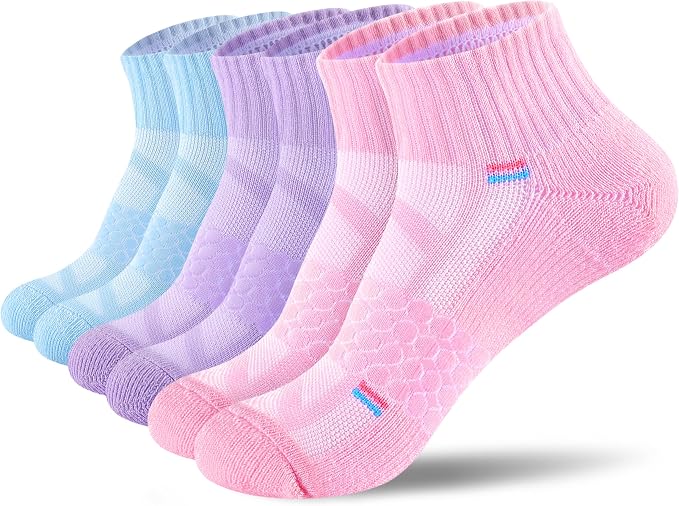 IRAMY Light Compression Socks for Women Arch Support Athletic Cushioned Anti-Blister Comfort Running Ankle Socks 3/5 Pairs