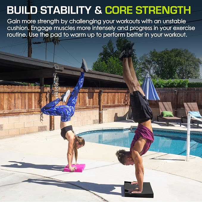 ProsourceFit Exercise Balance Pad, Non-Slip Cushioned Foam Mat & Knee Pad for Fitness and Stability Training, Yoga, Physical Therapy