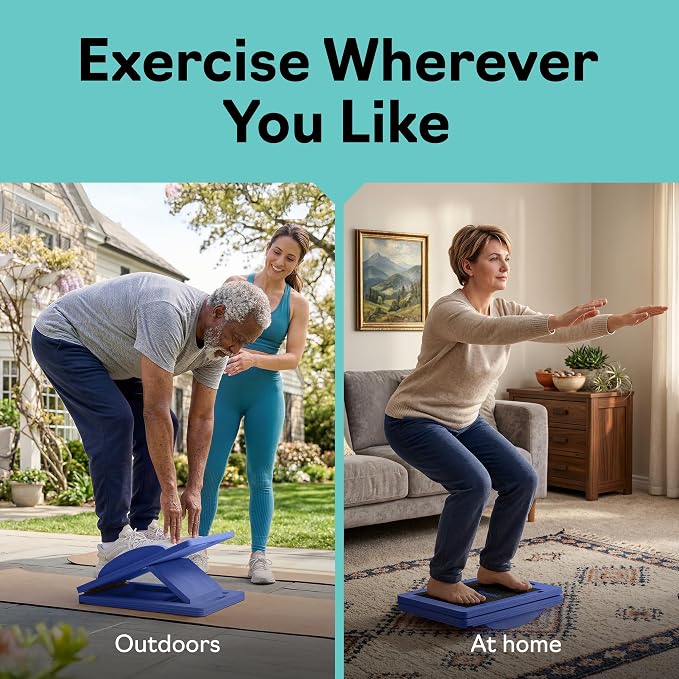 Slant Boards for Exercise, Wooden Slant Board, Calf Stretch Board with 7 Incline Angles, Velour Board, Balance Board & Calf Stretcher, Portable Incline Board for Physical Therapy, Ankle Mobility, Heel & Knees