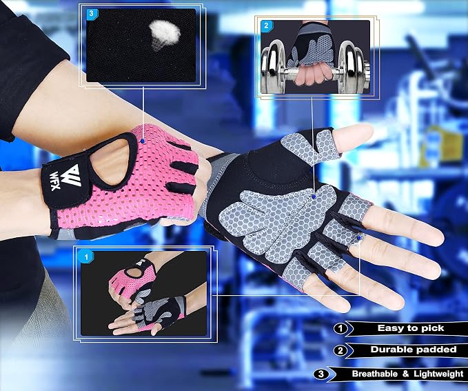 WESTWOOD FOX Weight Lifting Gloves for Men Women Gym Gloves with Wrist Wrap Support for Workout Training Exercise Fitness Hanging, Pull ups for Dumbbell, Cycling