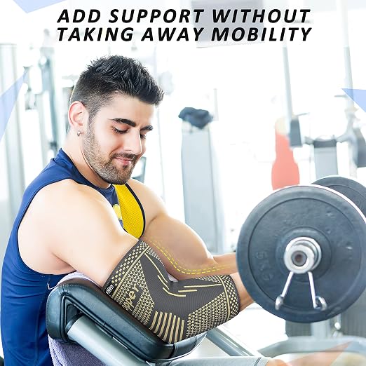 Copper Elbow Brace Compression Sleeves for Pain Relief Men Women, Arm Support Forearm Pads Braces for Tendonitis, Tennis, Golfers, Arthritis, Weight lifting (Large, Gray)