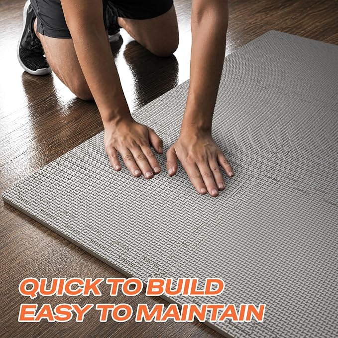 SUPERJARE Gym Floor Mats, EVA Foam Puzzle Exercise Mats, Interlocking Floor Mats, Cushioned Foam Floor Tiles, Gym Flooring Workout Mat for Home Gym, Playroom, Garage, 12.6"x12.6"x0.4"