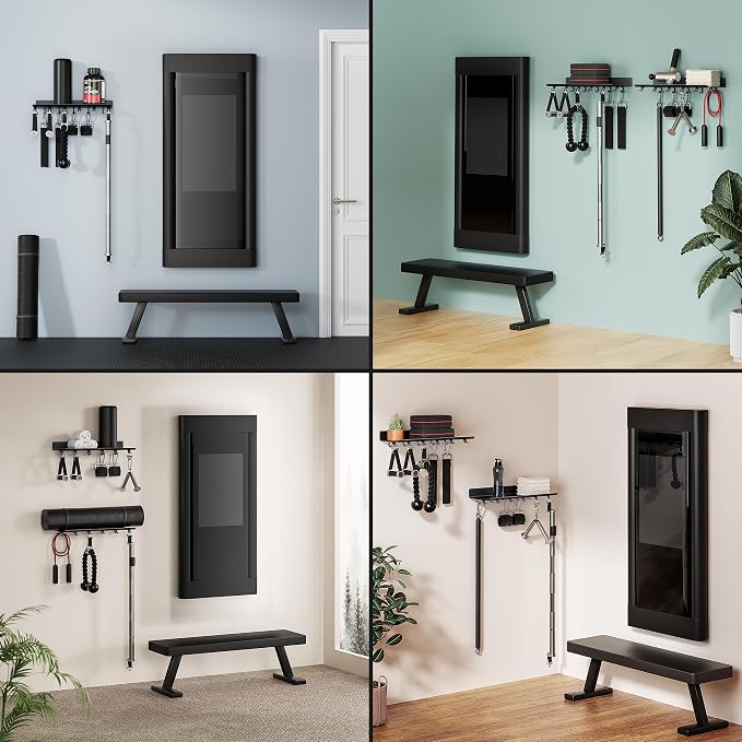 1-Tier Floating Shelf Compatible with Tonal 1 & 2 Accessories | Home Gym Storage Rack, Wall Mount Gym Organizer, Workout Metal Holder, T-Bracket Lock Adapters Hanger, US Patent Holding