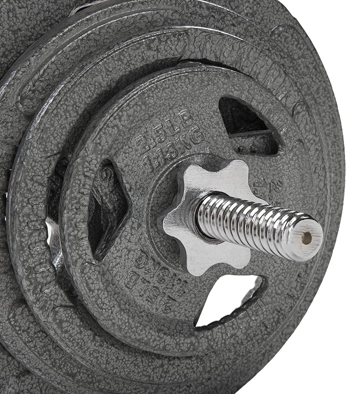 Fitvids Cast Iron Standard Weight Plates Including 5FT Standard Barbell with Star Locks, 45-Pound Set (35 Pounds Plates + 10 Pounds Barbell), Multiple Styles