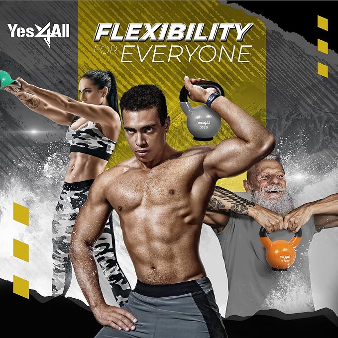 Yes4All Kettlebells Rubber Base, Kettlebell Set for Women, Strength Training Kettlebells Weights (10-65 lbs)