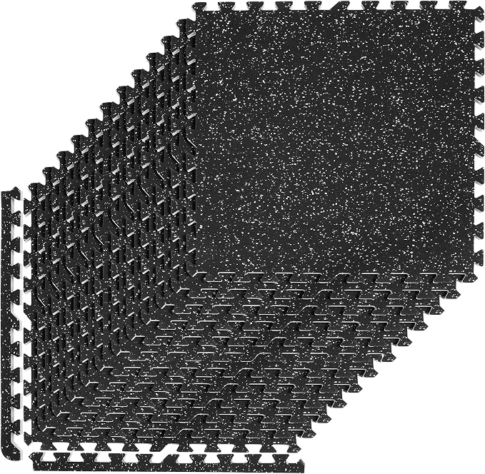 Sivan Fitness 1/2" Thick Rubber Top High-Density EVA Foam Gym Flooring for Home Gym - 48 Sq Ft Exercise Mat Tiles for Workout, Yoga, MMA, Heavy Exercise Equipment Mat - 12 Interlocking Gym Floor Mat