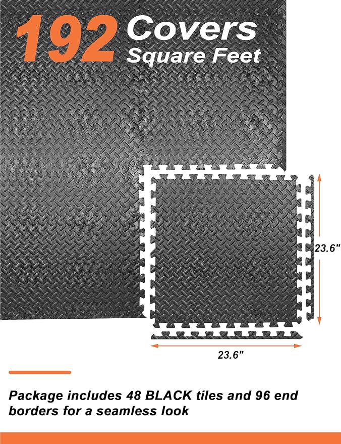 innhom 12/24/48 Tiles Gym Flooring Gym Mats Exercise Mat for Floor Workout Mat Foam Floor Tiles for Home Gym Equipment Garage