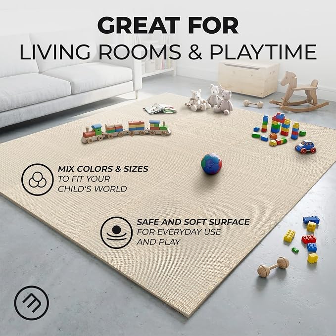 bemaxx Gym Mats Set - 48 pcs EVA Interlocking Foam Floor Tiles (24.4"x24.4"x0.4") 192 sqft Protective Gym Flooring Sports Home Workout Exercise Mats Puzzle Garage Fitness Play-Room Pool Treadmill Bike