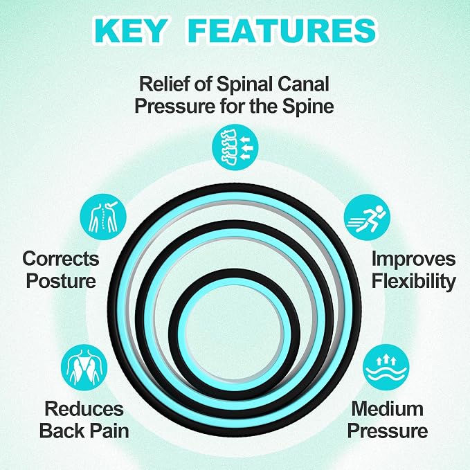 3 Pack Back Roller- Yoga Wheel for Back Pain Reliefn & Stretching, Back Wheel for Deep Tissue Massage, Foam Roller for Physical Therapy & Exercise | Blue
