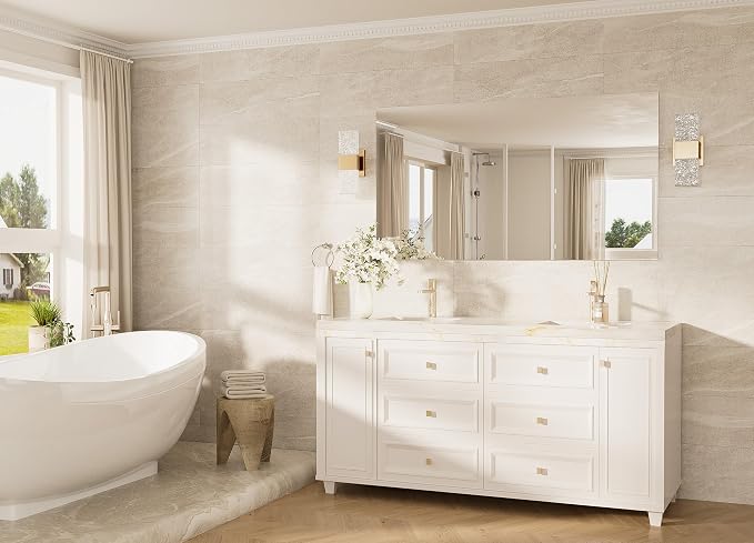 55x30 Frameless Bathroom Vanity Mirrors for Over Sink, Modern Rectangle Bathroom Mirrors for Wall with Polished Edge Shatterproof Decorative Mirror for Bedroom, Living Room, Entryway