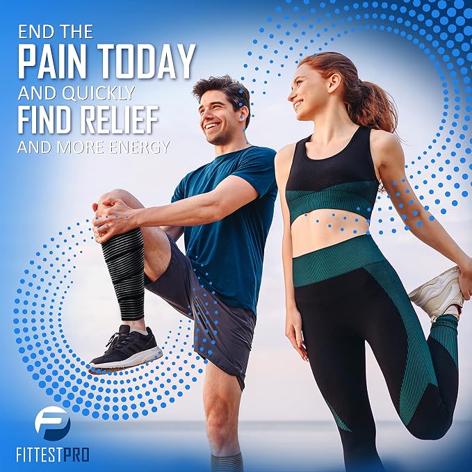 Fittest Pro Calf Compression Sleeves and Leg Wraps for Shin Splint Support, Pain Relief for Running, Basketball, Cycling