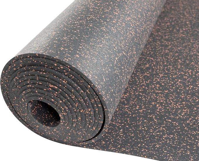 Genaflex Rubber Gym Floor Mat - 8mm Thick - Heavy Duty Commercial Protective Gym Flooring Roll (10% Red, 4' X 6')
