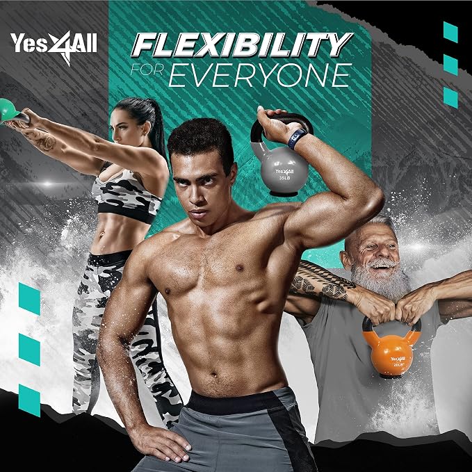 Yes4All Kettlebells Rubber Base, Kettlebell Set for Women, Strength Training Kettlebells Weights (10-65 lbs)