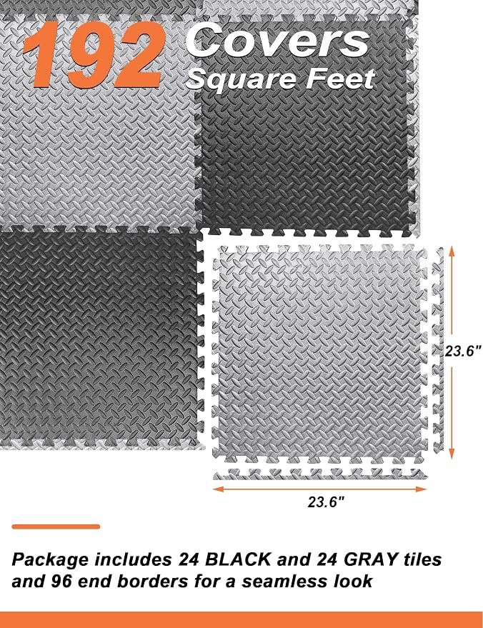 innhom 12/24/48 Tiles Gym Flooring Gym Mats Exercise Mat for Floor Workout Mat Foam Floor Tiles for Home Gym Equipment Garage