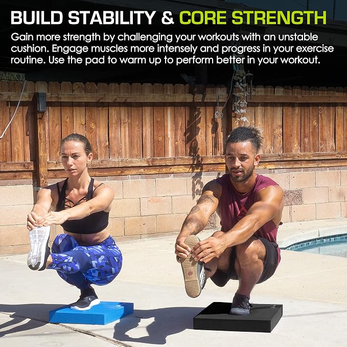 ProsourceFit Exercise Balance Pad, Non-Slip Cushioned Foam Mat & Knee Pad for Fitness and Stability Training, Yoga, Physical Therapy