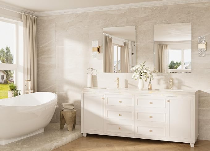 24x32 Frameless Bathroom Mirror, Vanity Bathroom Mirror for Wall Shatterproof Modern Rectangle Mirrors for Bedroom, Living Room, Entryway, Home Gym, Entryway