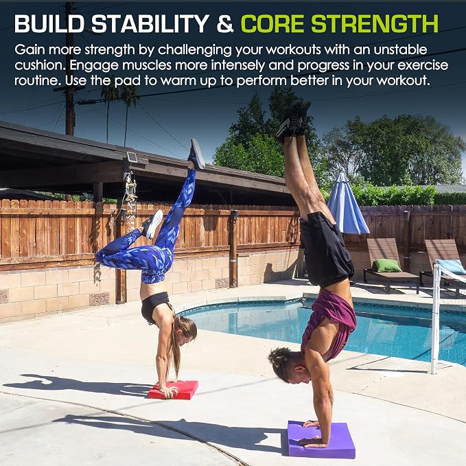 ProsourceFit Exercise Balance Pad, Non-Slip Cushioned Foam Mat & Knee Pad for Fitness and Stability Training, Yoga, Physical Therapy