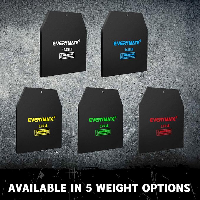 EVERYMATE Tactical Weighted Vest Plates – 3.75/5.75/8.75/14.5/19.75LB Pairs – Insert Weighted Vest Plates- Contoured Ergonomic Fit – WODs, Strength Training, Running, Weight Plates for Vest