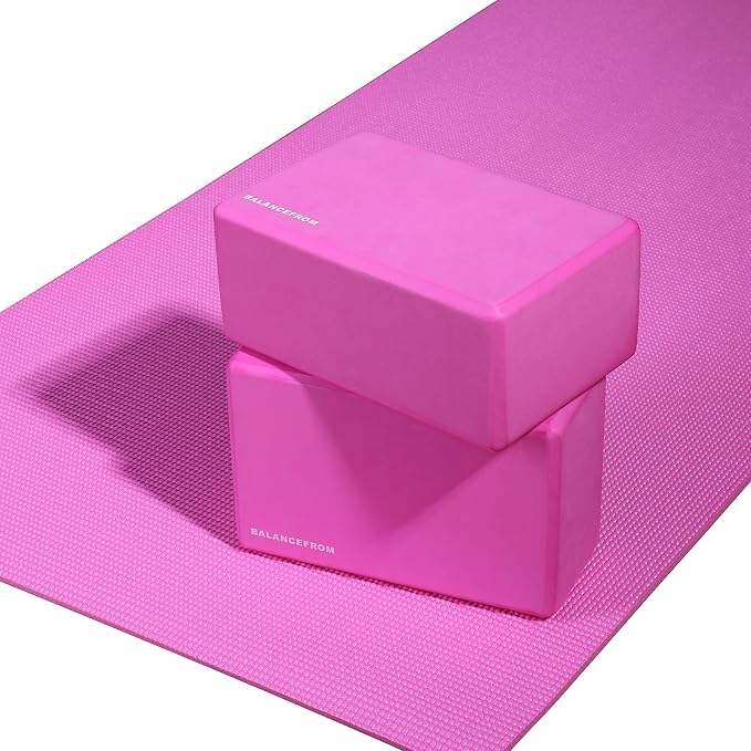 Fitvids GoYoga, Set of 2 High Density Yoga Blocks, 9"x6"x4" Each