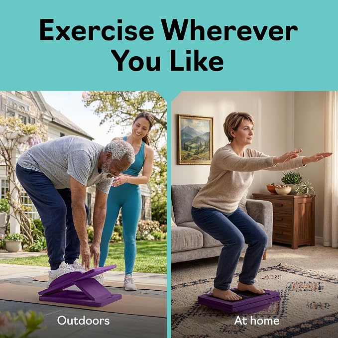 Slant Boards for Exercise, Wooden Slant Board, Calf Stretch Board with 7 Incline Angles, Velour Board, Balance Board & Calf Stretcher, Portable Incline Board for Physical Therapy, Ankle Mobility, Heel & Knees