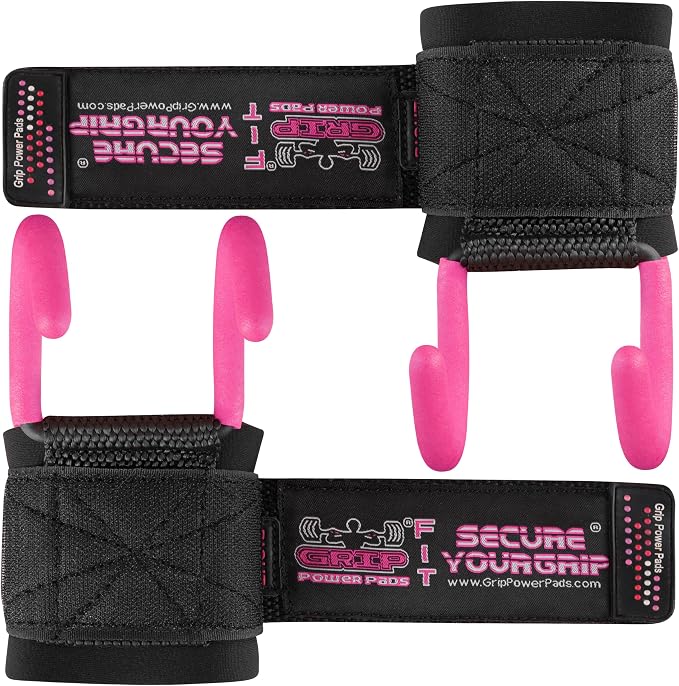 Weight Lifting Rod Hooks Heavy Duty Wrist Wraps Power Weight Lifting Training Gym Grips Straps Set of 2