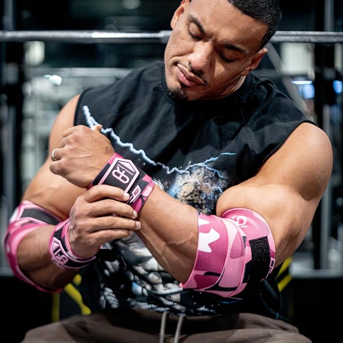 PR Personal Record Heavy Duty Premium Wrist Wraps, More Elasticity, Reinforced Stitching, Extra Wide Strap, Strong Thumb Loop, Larry Wheels Weightlifting Wraps