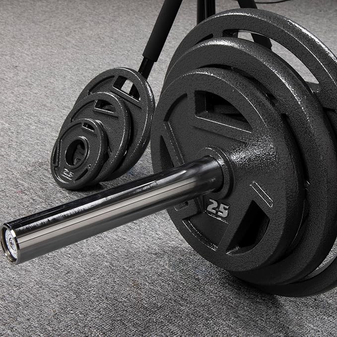 Signature Fitness Olympic 2-Inch Cast Iron Plate Weight Plate for Strength Training and Weightlifting, Multiple Sizes