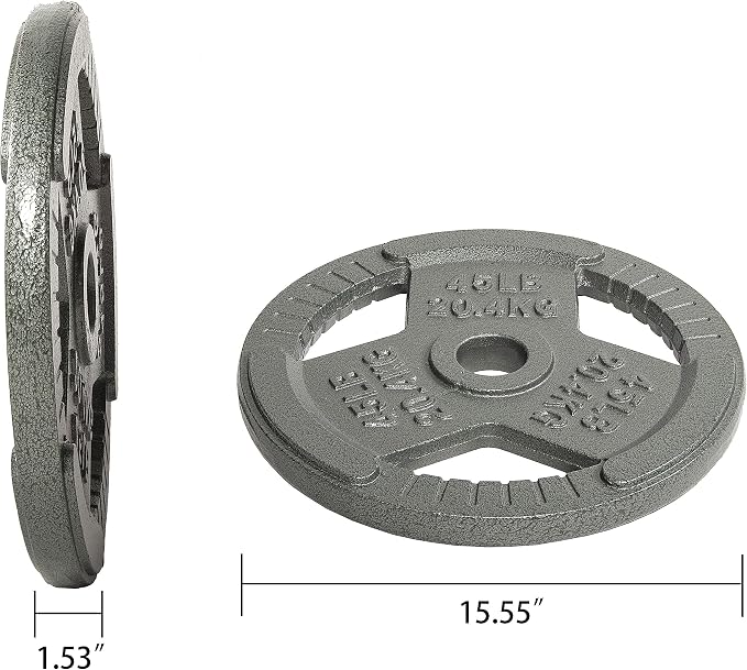 Fitvids Barbell Weight Set, Cast Iron 1" Standard Weight Plates Including 5FT Standard Barbell Bar & Star Locks, 95 Pounds Set (85 Lbs Plates + 10 Lbs Barbell Bar), Multiple Packages