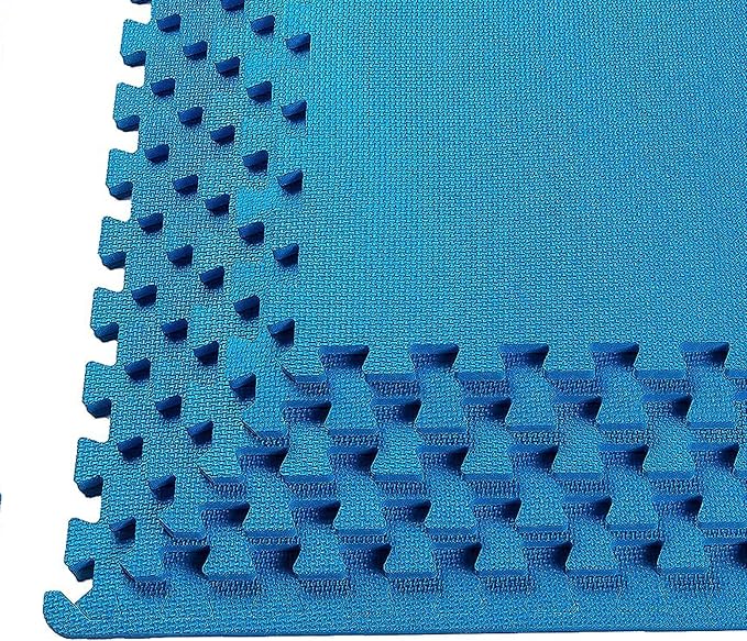 BalanceFrom Puzzle Exercise Mat 1/2" Thick, EVA Interlocking Foam Floor Tiles for Home Gym, Mat for Home Workout Equipment, Floor Padding for Kids, Blue, 24 in x 24 in x 1/2 in, 24 Sq Ft - 6 Tiles | Tiles for Home Gym, Mat for Home Workout Equipment, F...