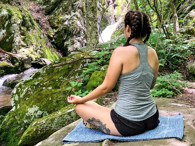 Jade Yoga Organic Cotton Hand Loomed Yoga Mat 72" Indigo