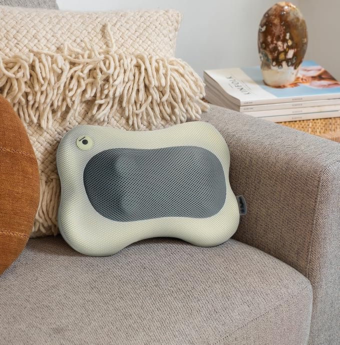 Zyllion Shiatsu Back and Neck Massager with Heat - 3D Electric Kneading Deep Tissue Massage Pillow for Muscle Pain Relief, Cream, ZMA-13 | Shiatsu, Deep Tissue, 3D, Electric, Kneading, Massage Pillow, Muscle Therapy, Doctor Recommended, Car Adapter, No...
