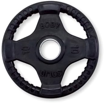 Body-Solid Rubber Coated Olympic Weight Plate (1), with Anti-Slip Grip - Perfect for Strength Training, Home Gym, and Barbell Workouts