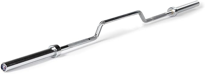 Titan Fitness Cambered Bench Press and Rowing Bar, 3" Camber Drop, 600 LB Capacity, 28mm Shaft, Chrome Finish, Bronze Bushings, Medium Diamond Knurling, Olympic Strength Training Barbell