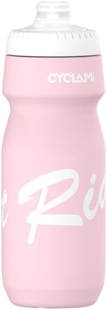 Bike Water Bottle 22oz/650ml Cycling Squeeze Water Bottle BPA Free Leakproof Easy-Squeeze Sports Bottles for Bicycle Gym Camping Hiking Cherry Blossom Pink