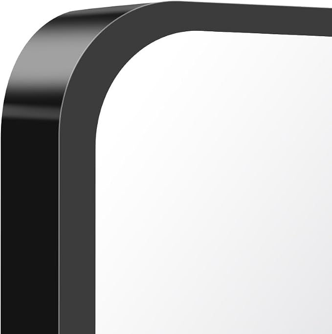 BONEWEI 36x40 inch Bathroom Mirror,Black Rectangle Mirror,Wall Mounted Bathroom Frame Vanity Mirror with Round Corner for Bedroom Living Room,Entryway Hangs Horizontal or Vertical