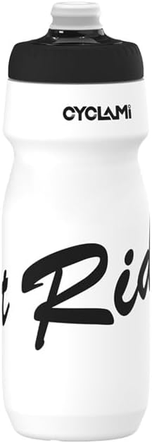 Bike Water Bottle 22oz/650ml Cycling Squeeze Water Bottle BPA Free Leakproof Easy-Squeeze Sports Bottles for Bicycle Gym Camping Hiking Domestique White