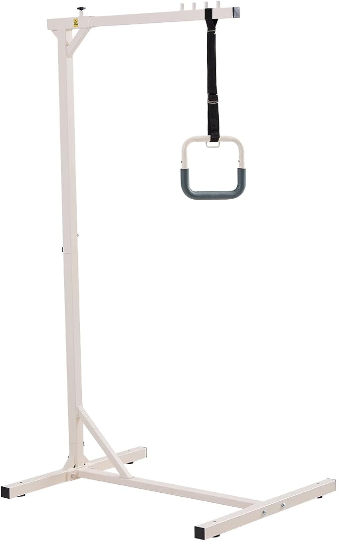 VEVOR Trapeze Bar for Bed Mobility, Heavy-Duty Steel Free Standing Trapeze Bar 250 LBS Weight Capacity, Hospital Bed Pull Up Assist for Elderly & Disabled, Ideal for Hospitals, Nursing Home, Home Care