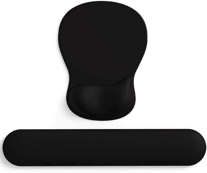 ErgoComfort Gel Wrist Rest Mouse Pad-Ergonomic Office Mousepad with Wrist Support-Non-Slip, Design Desk Accessories Mat for Home&Game Decor (09Black Set)