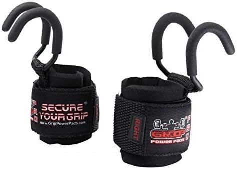 Weight Lifting Rod Hooks Heavy Duty Wrist Wraps Power Weight Lifting Training Gym Grips Straps Set of 2