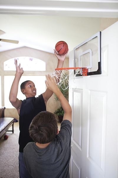 SKLZ Pro Mini Indoor Basketball Hoop with Ball, Over the Door, Shatter-Proof Backboard, Spring-Action Break-Away Steel Rim, Great for Home, Dorm Room, and Office
