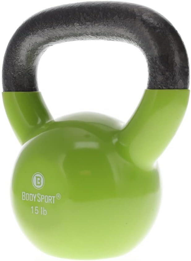 Body Sport Cast Iron Vinyl Coated Kettlebells – Kettlebell for Weight Lifting – Strength Training Kettlebell – Professional Fitness for Gym & At Home